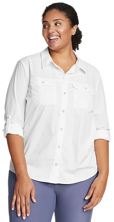 ladies white button shirt